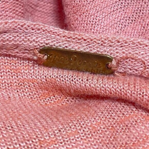 Free People Don't Call Me Baby Pink Smocked Long Sleeve Peplum Blouse Top Size M - Picture 4 of 5